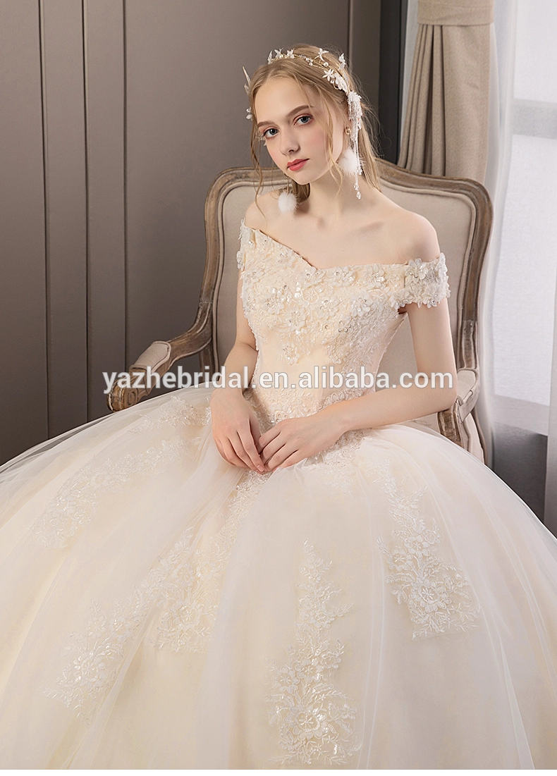 New style 2020 wedding dresses bride dress floor length A word shoulder princess dresses