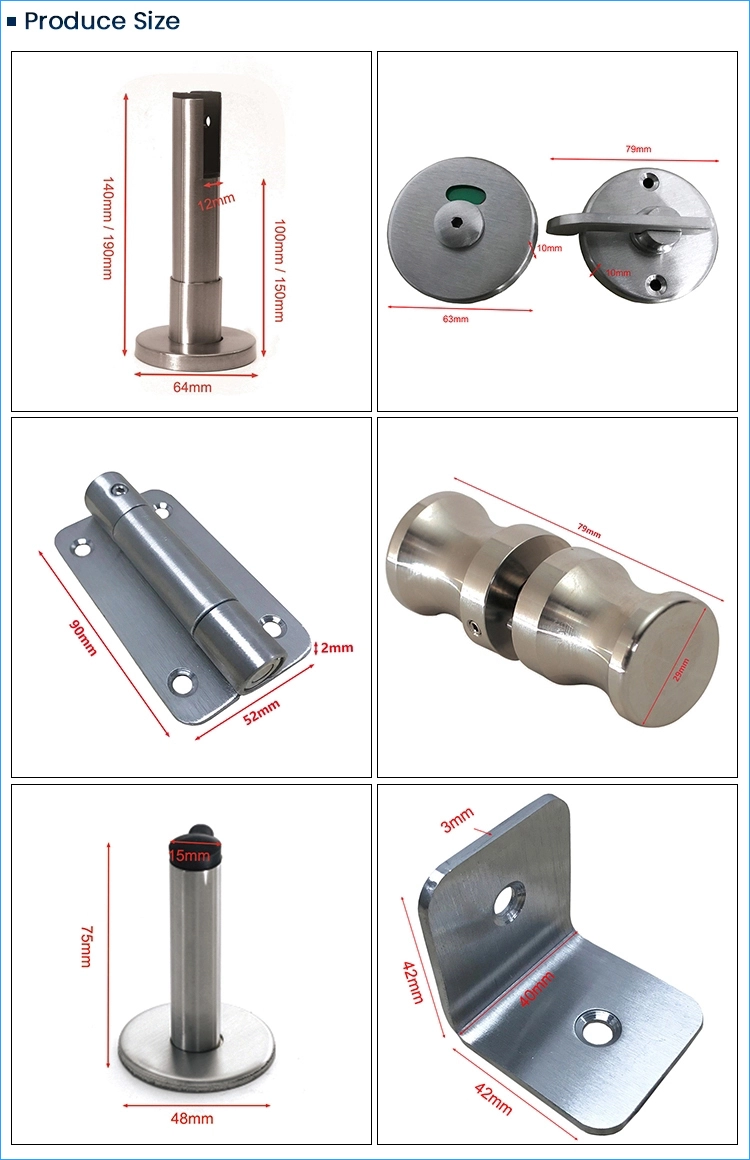 Public Hardware 304 Stainless Steel Washroom Toilet Cubicle Fittings