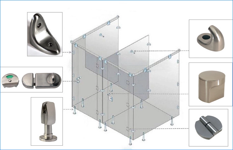 Hot Sale Shower Cubicle Hardware Zinc Alloy Partition Fitting For Bathroom