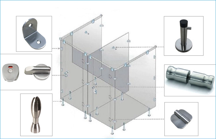 Bathroom Hardware Stainless Steel 304 Anti Corrosion Fire Proof Easy To Clean Toilet Cubicle Fitting Accessories