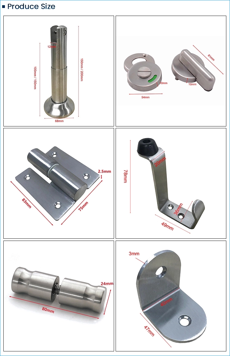 Stainless Steel 304 Hpl Toilet Cubicle Partition Bathroom Wc Hardware Fittings Accessories