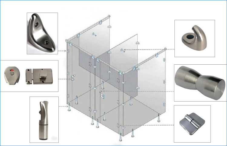 Shower Cubicle Hardware Zinc Alloy Public Toilet Cubicle Partition Accessories