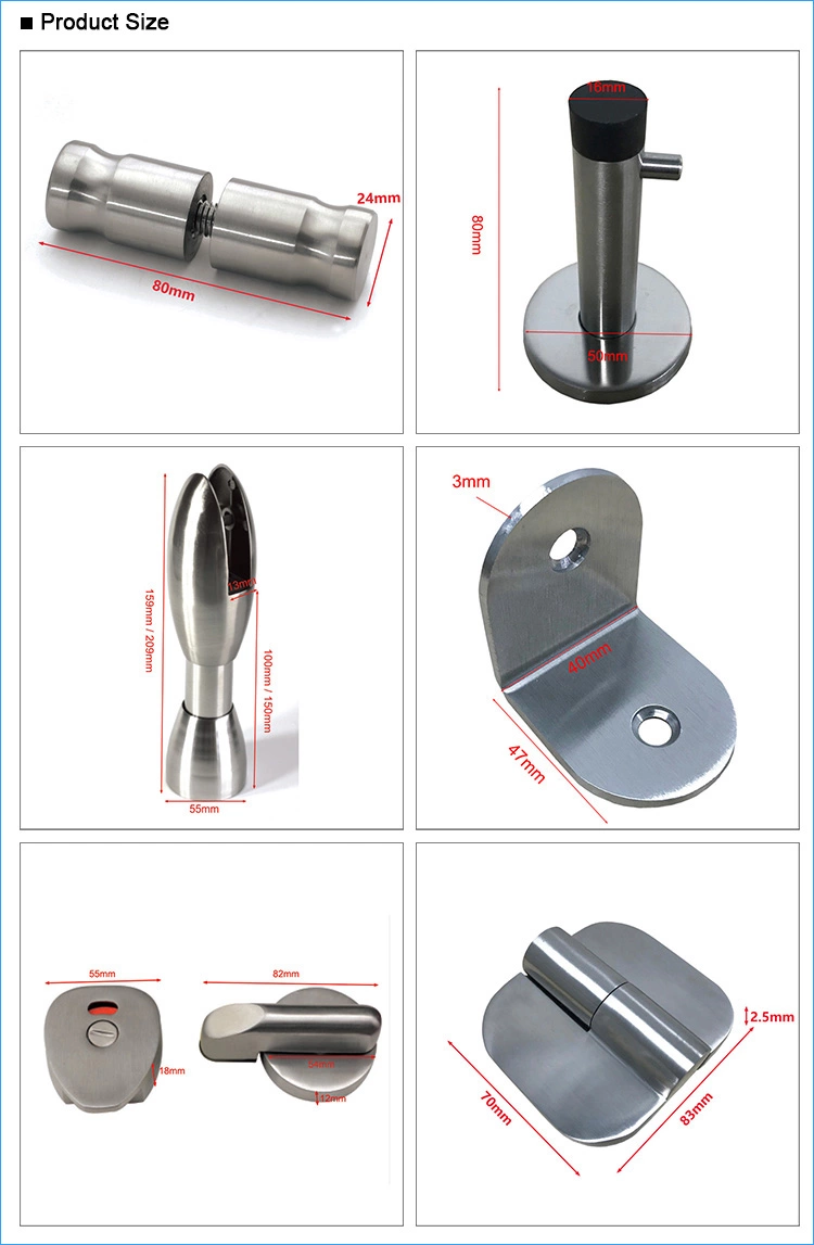 Bathroom Hardware Stainless Steel 304 Anti Corrosion Fire Proof Easy To Clean Toilet Cubicle Fitting Accessories