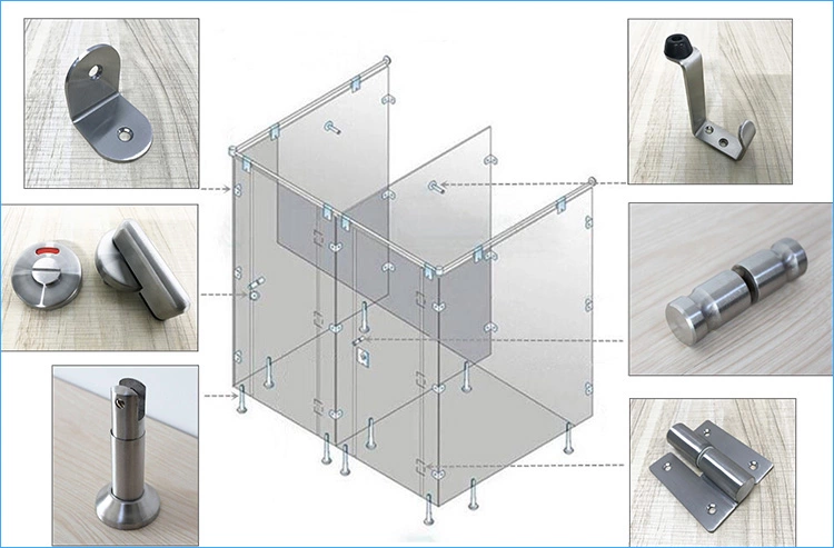Stainless Steel 304 Hpl Toilet Cubicle Partition Bathroom Wc Hardware Fittings Accessories