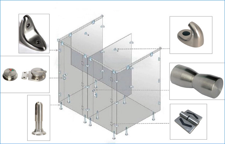 Anti Corrosion Fire Proof Zinc Alloy Toilet hardware Bathroom Cubicle Accessories