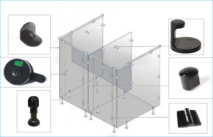 Popular Design Bath Cubicle Bathrooms Partition Nylon Accessories Toilet Cubicle Fittings