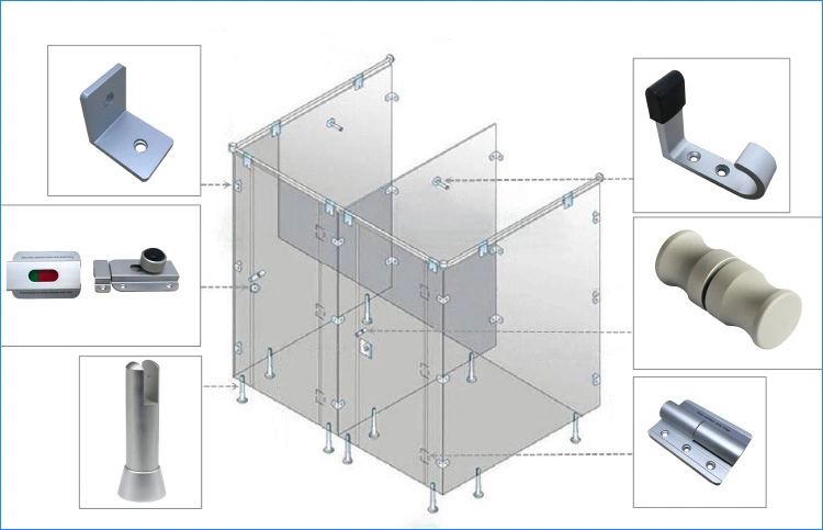 Cheap Public Compact Laminate Partition Toilet Shower Cubicle Aluminum Alloy Hardware