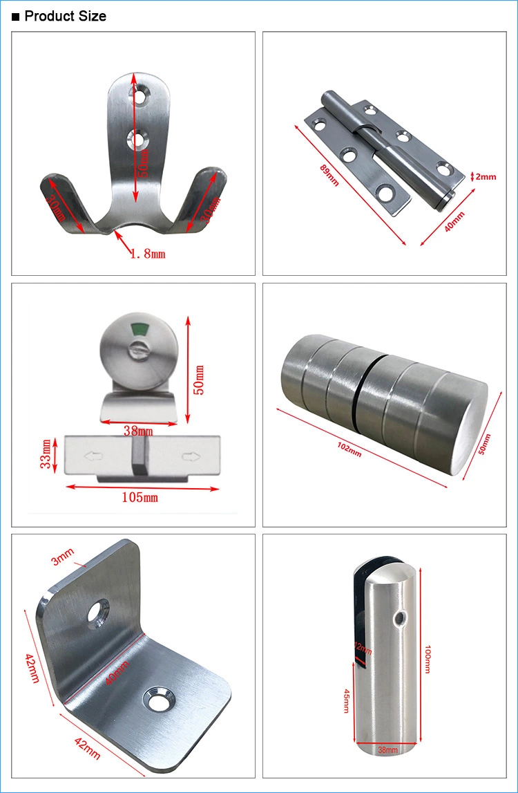 Compact Laminate Cubicle Fitting Accessories Set Stainless Steel 304 Toilet Partition Hardware