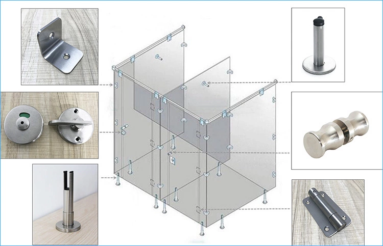 Public Hardware 304 Stainless Steel Washroom Toilet Cubicle Fittings