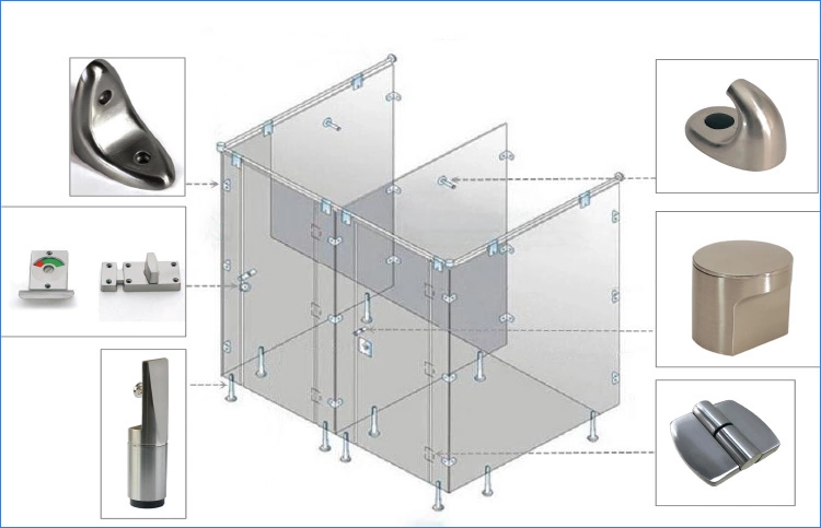 zinc alloy Bathroom Toilet cubicle Partition set Partition Hardware accessories