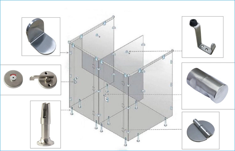 Commercial 304 Stainless Steel Hardware Toilet Cubicle Partition Accessories
