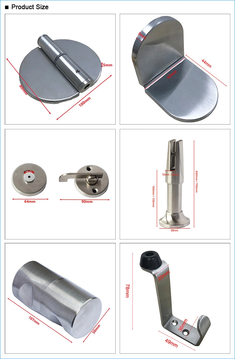 Commercial 304 Stainless Steel Hardware Toilet Cubicle Partition Accessories