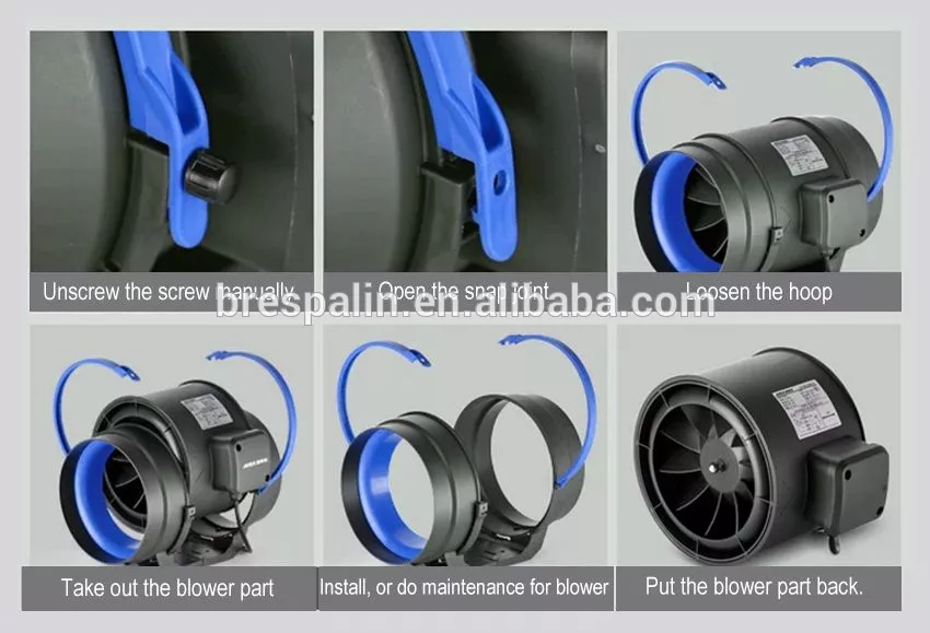 4 6 8 Inch Axial Mixed Flow Ventilation Circular Slient Hydroponic AC/EC Inline Duct Fan for Greenhouse