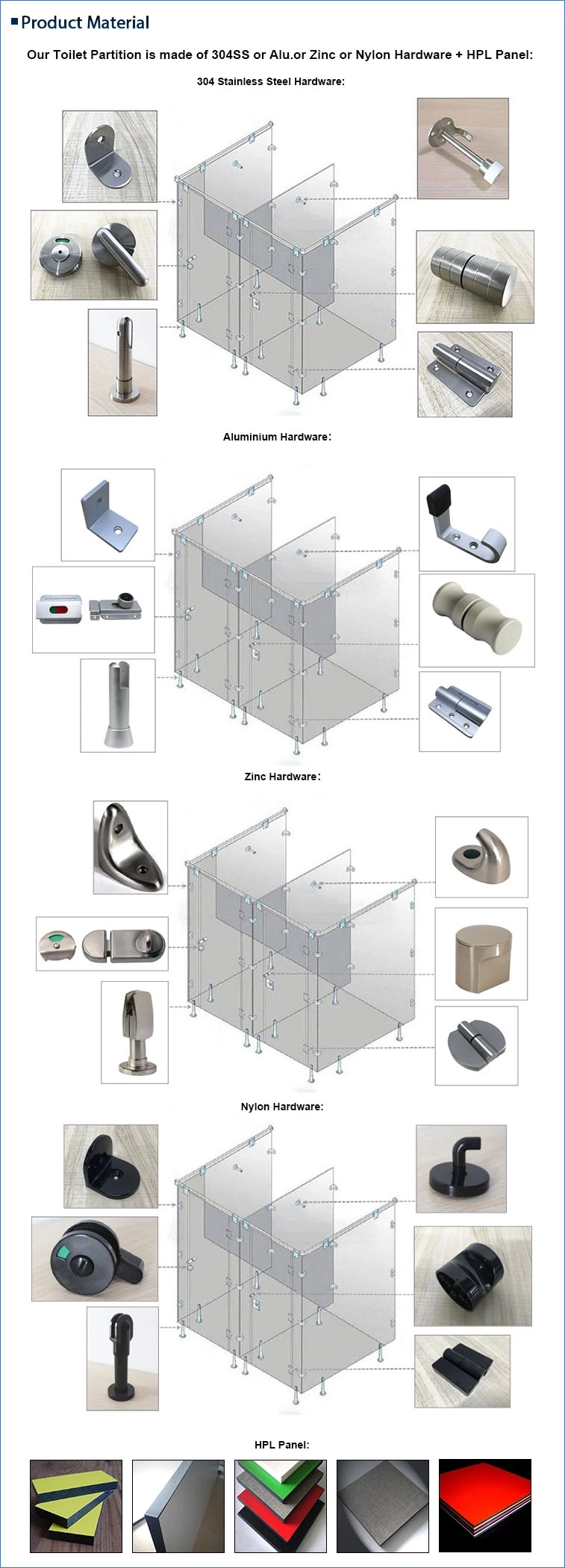 Popular Waterproof Hpl Compact Laminate Wc Toilet Partition Cubicles
