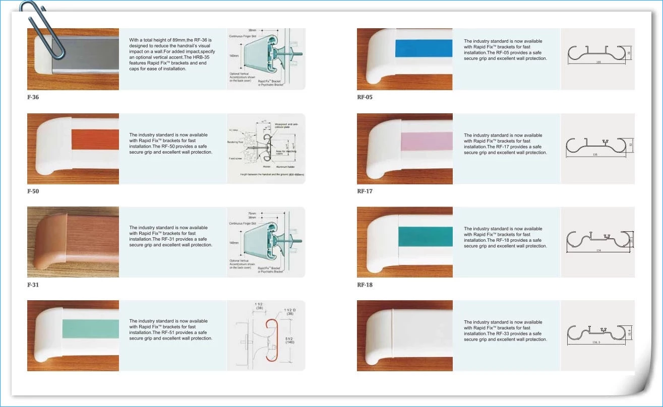 High quality Wall Mounted Porch Anti-Collision Plastic Pvc Hospital Handrail