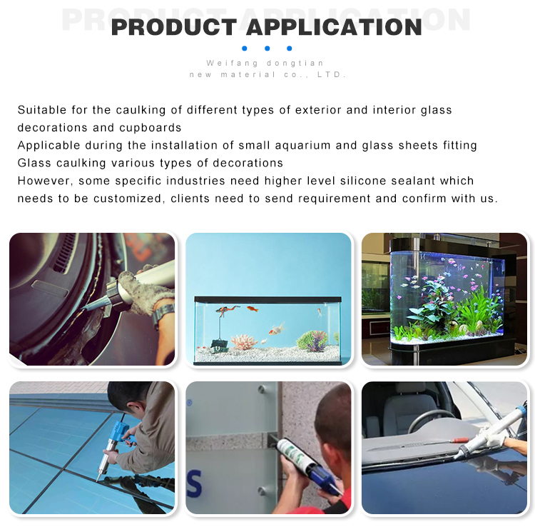 Factory supplying acetic silicone sealant applying to  kitchen cabinet edge seal and installation of decorative materials