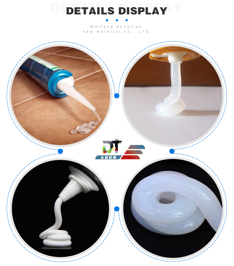 Factory supplying acetic silicone sealant applying to kitchen cabinet edge seal and installation of decorative materials