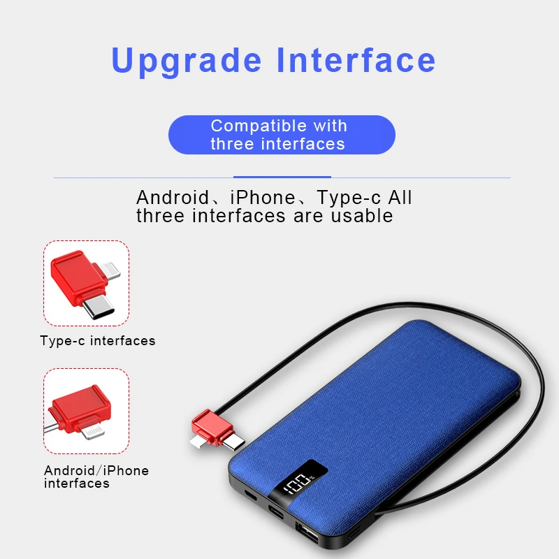 10000mAh Compact Power Bank with Fabric Cover