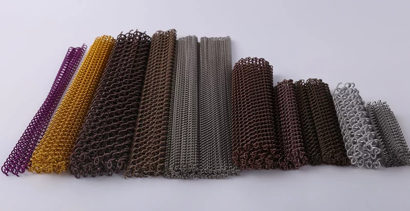 Decorative metal mesh coil drapery in curtain