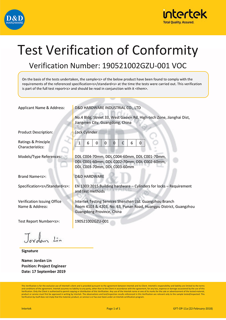 D&D Hardware-Lock Cylinder EN 1303 Certificate_1.jpg