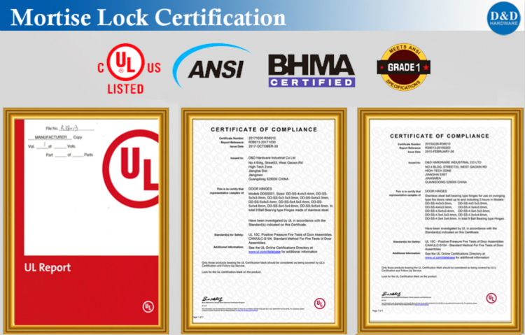 Mortise Lock Certification-D&D Hardware Mortise Lock Certification-D&D Hardware
