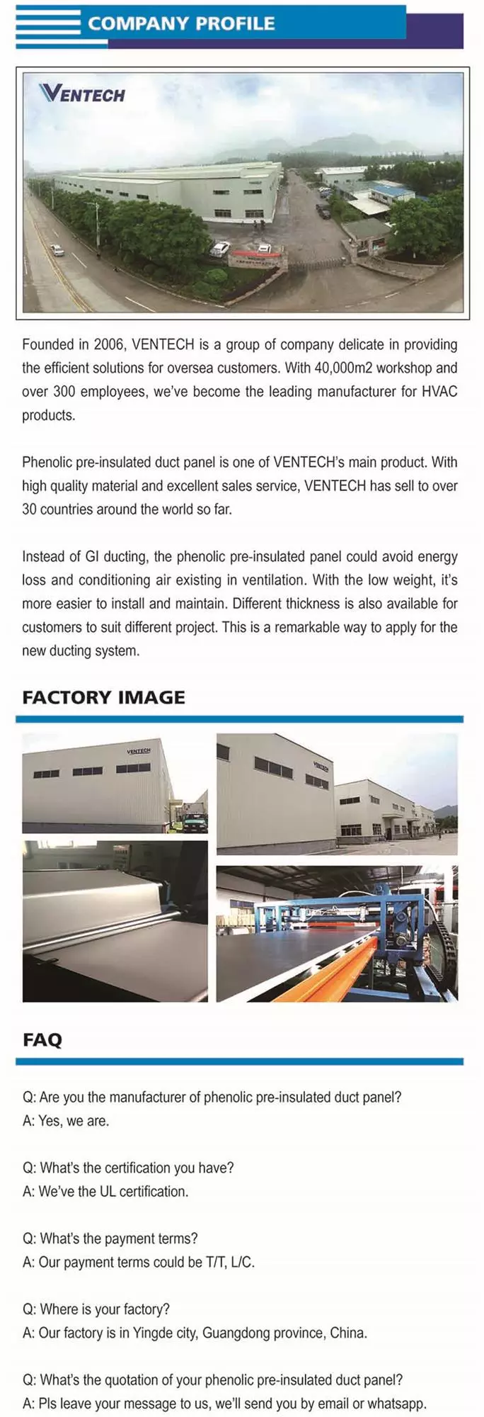 Marine Air Conditioner Duct Foil Phenolic Duct