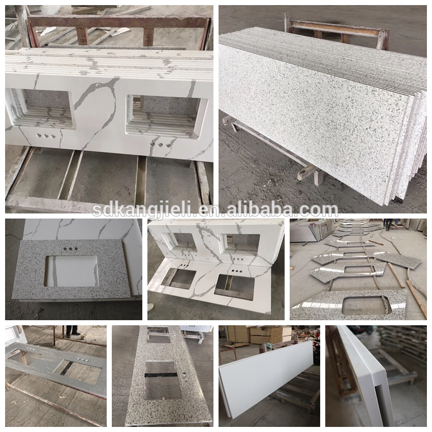 carrara quartz stone vanity top with basin/sink/back splash/side splash