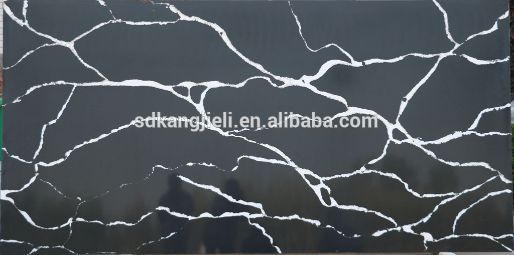 black color calacatta 2cm/3cm thickness artificial quartz slabs  kzs609